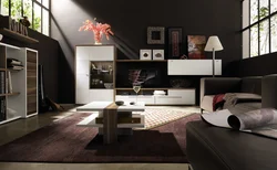 Дизайн квартиры с темной мебелью
