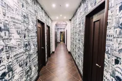 Hallway in a modern style in a narrow corridor design wallpaper