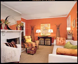 Orange color in the living room interior color combination