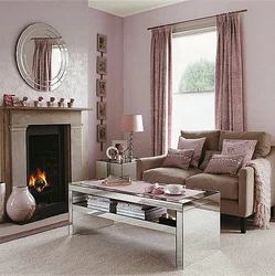 Combination of pink color in the living room interior