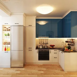 Кухня с золотым холодильником фото