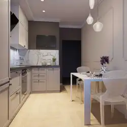 Kitchen interior in apartment 9m real photos