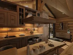 Kitchen design living room in the bathhouse
