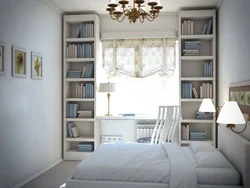 Bedroom design with wardrobe around window