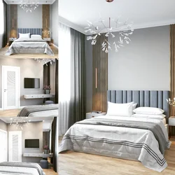 Дизайн спальни с гардеробной за кроватью
