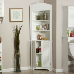 Corner shelves in the kitchen interior