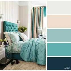 Combination of turquoise color with others in the bedroom interior