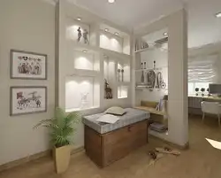 Дизайн гостиной с перегородкой из гипсокартона