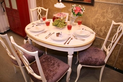 Round table in the kitchen interior