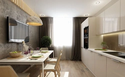 Kitchen interior 9 sq m photo with balcony