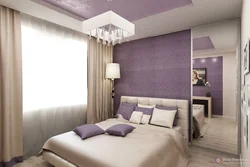 Bedroom interior in purple colors