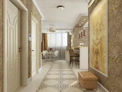 Apartment design photo kitchen and hallway wallpaper