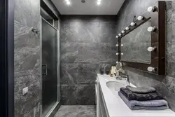 Bath design with gray furniture