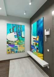 Paintings in the interior of the hallway in a modern style