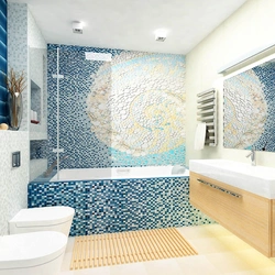 Мозаика мен плиткамен ванна бөлмесінің дизайны