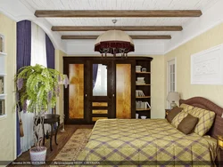 Bedroom with wooden ceiling photo