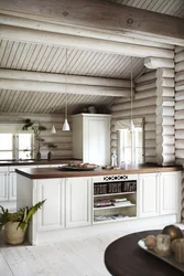 Modern kitchen design in a log house