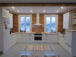 Modern kitchen design in a log house