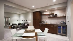 Lamps in the interior of the kitchen living room