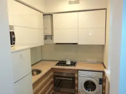 Kitchen 6M2 Design With Refrigerator And Washing Machine And Gas