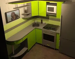Corner Kitchen Design With Refrigerator 6 Sq.