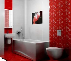 Қызыл түсті ванна бөлмесінің дизайны фотосурет
