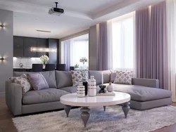 Living Room Interior In Purple Tone