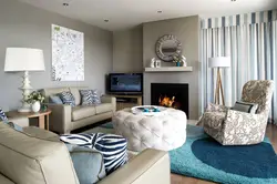 White gray beige in the living room interior