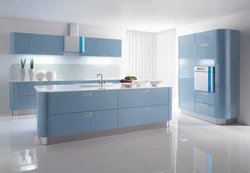 Blue-gray kitchen in the interior