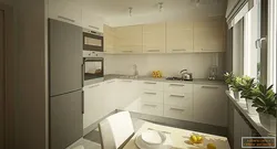 Дызайн кухні кутняй з халадзільнікам 8 кв