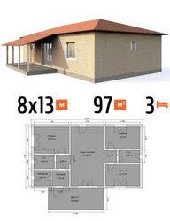 One-story house with three bedrooms up to 100 sq.m. photo