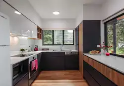 Large kitchen with two windows photo