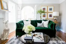 Dark green sofa in the living room photo