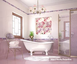 Flowers tile design bath photo