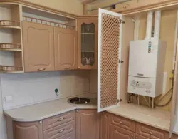 Kitchens with hood and column photo