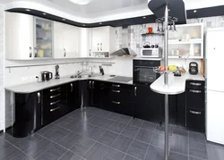 Black And White Built-In Kitchen Photo