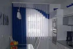 Curtains for the balcony window in the kitchen photo