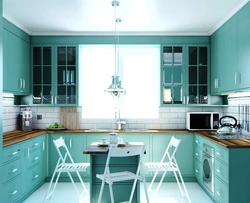 Combination of mint with other colors in the kitchen interior