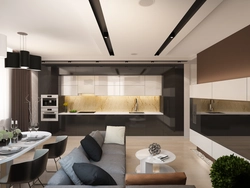 Interior Of A Living Room Combined With A Kitchen In A Modern Style Photo