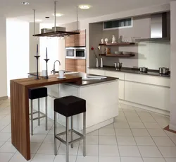 Bright kitchen with bar counter photo design