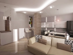 Kitchen design living room 21 sq.m.