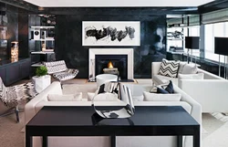 Living room in black tones photo