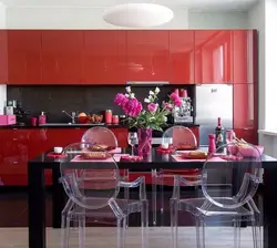 С какими цветами сочетается красный цвет в интерьере кухни фото