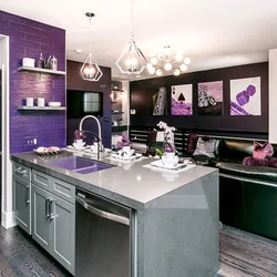 Kitchen interior in lilac tones