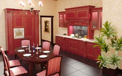 Burgundy kitchen in the interior