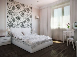 Wallpaper with flowers for the bedroom combined photo design