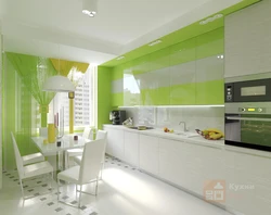 Kitchen in light green color design photo