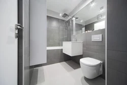 Combination of gray in the interior with other colors in the bathroom