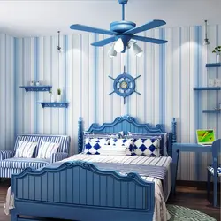 Sea-colored bedroom photo