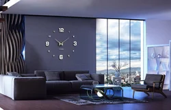 Large wall clock in the living room interior